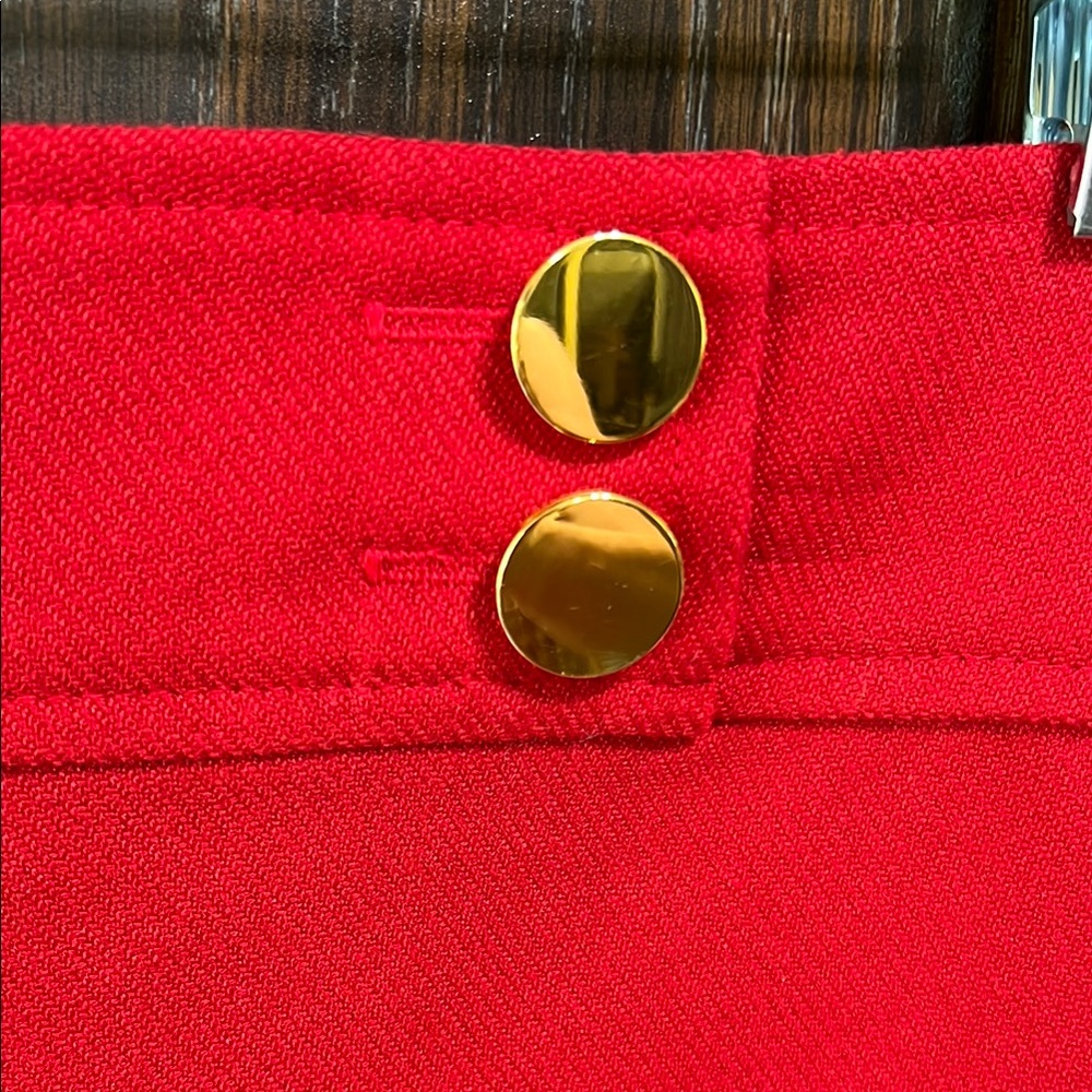 LOFT Outlet Red Skirt with Gold Button Accents, Excellent Condition, Size 4 - Picture 3 of 7